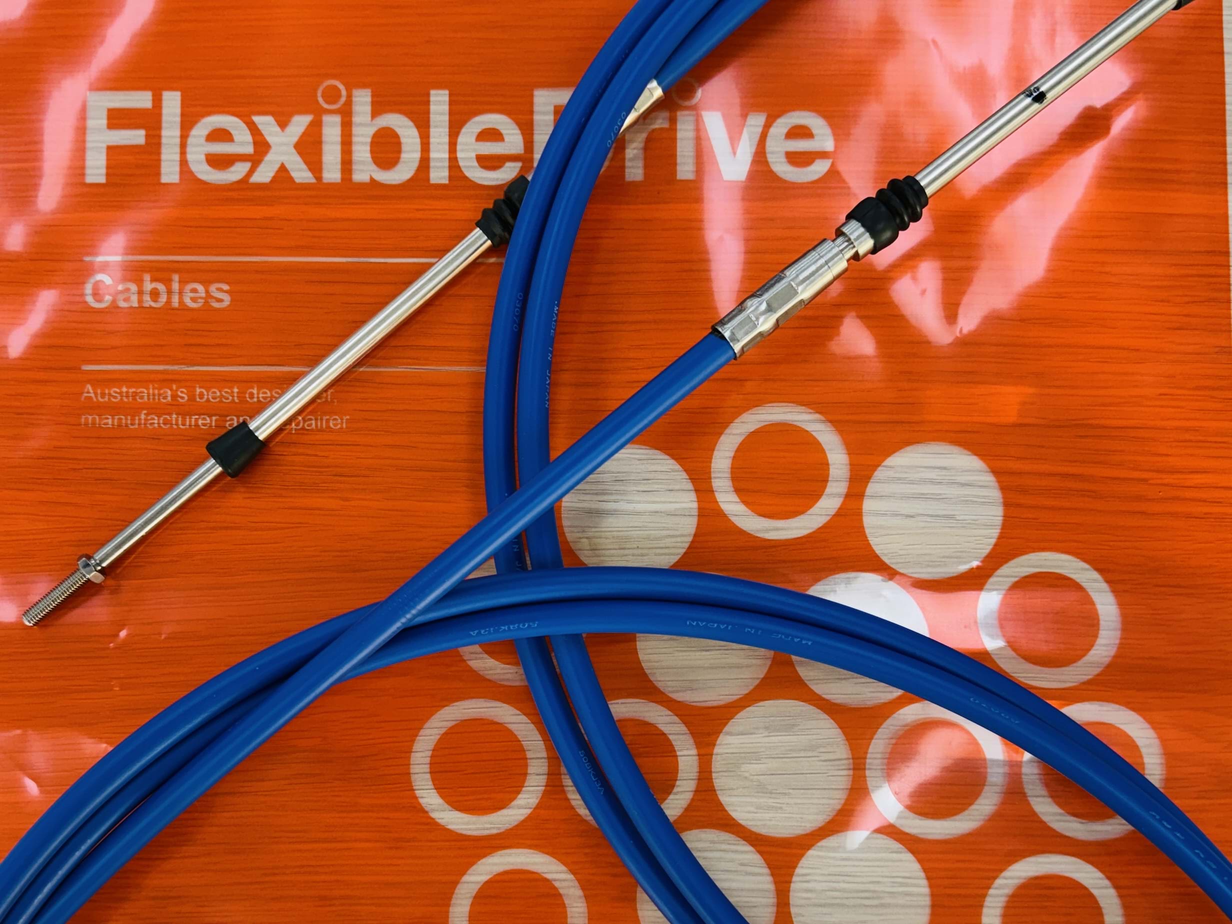 Marine control cables for offshore vessels and workboats, stainless steel throttle and shift cables by Flexible Drive